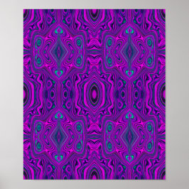 Póster Trippy Retro Magenta y Black Abstract Pattern
