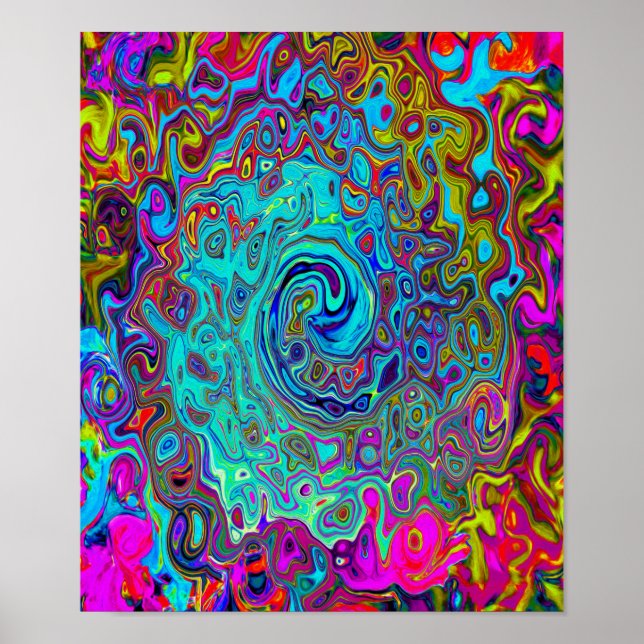 Póster Trippy Sky Blue Abstract Retro Liquid Swirl (Frente)