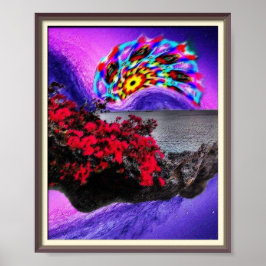 Póster Trippy Space Floating Island Poster