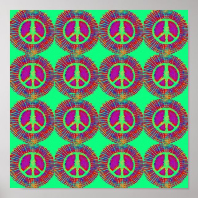 Póster Trippy Tie-Dye Psychedelic Peace Sign (Frente)