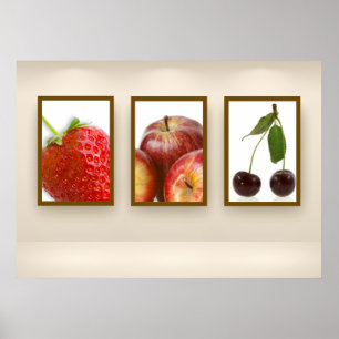 Póster Tríptico de frutas