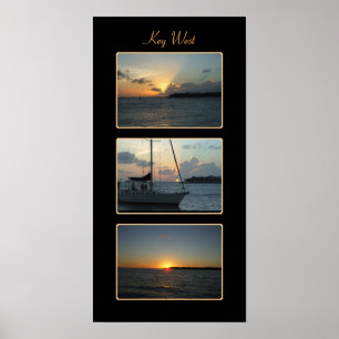 Póster Tríptico de la puesta del sol de Key West