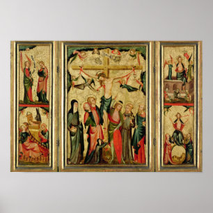 Póster Tríptico que representa la crucifixión de Cristo