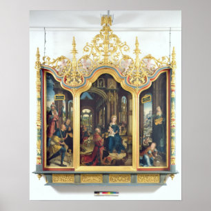 Póster Triptych of the Adoration of the Infant Christ