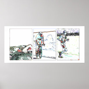 Póster Triptych Triatlón - Línea