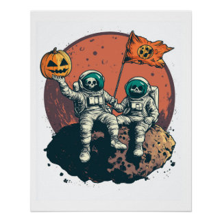 Póster Tripulación de astronautas esqueleto