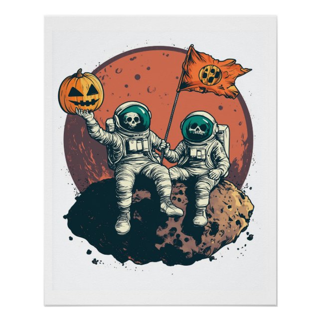 Póster Tripulación de astronautas esqueleto (Anverso)