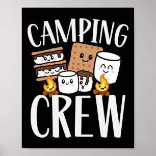 Póster Tripulación de Camping Smore Fogata Grupo Equipo N