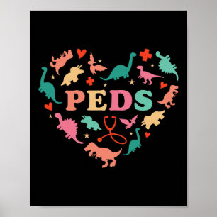 Póster Tripulación de enfermera pediátrica Corazón de din