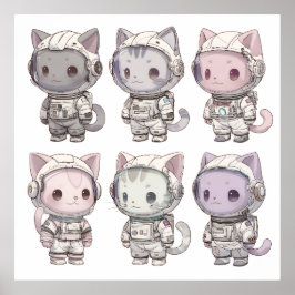 Póster Tripulación de gato astronauta lindo – Gatos espac