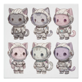 Póster Tripulación de gato astronauta lindo – Gatos espac