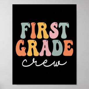 Póster Tripulación De Grado Retro Groovy Vintage Primer D