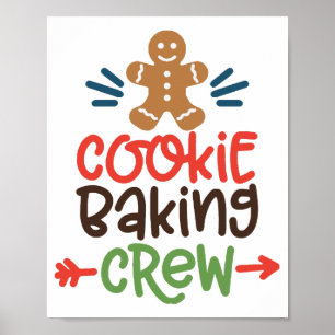 Póster tripulación de horneado de galletas navidad