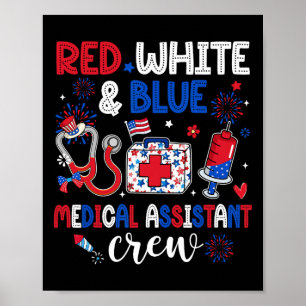 Póster Tripulación De Istant Médico Azul Y Blanco Rojo Fe
