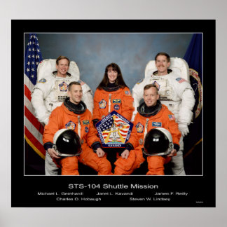Póster Tripulación de la misión del transbordador STS-104