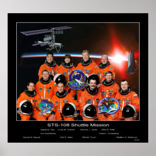 Póster Tripulación de la misión del transbordador STS-108