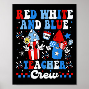 Póster Tripulación de maestros de rojo blanco y azul band