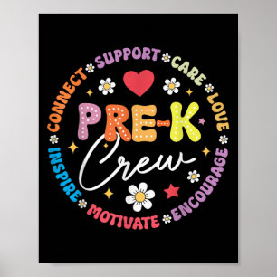 Póster Tripulación de Prek Primer Día de Enseñanza Gracio