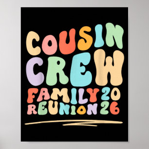 Póster Tripulación de primos groovy retro reunión familia
