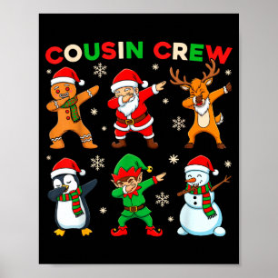 Póster Tripulación de Primos Santa Elfo Amigos Navidad Fu