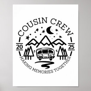 Póster Tripulación de primos viaje de camping 2025 creand
