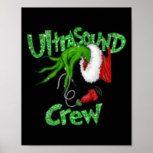 Póster Tripulación de ultrasonido Sonógrafo Feliz Navidad