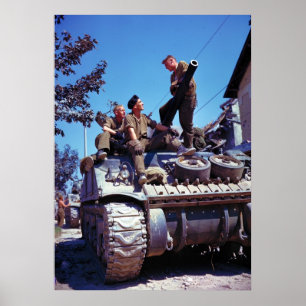 Póster Tripulación de un tanque Sherman al sur de Vaucell