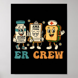 Póster Tripulación Retro de Urgencias Sala de Emergencias