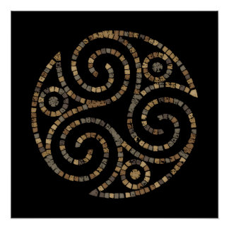 Póster Triskelion Celtic - Símbolo de espiral triple - Mo