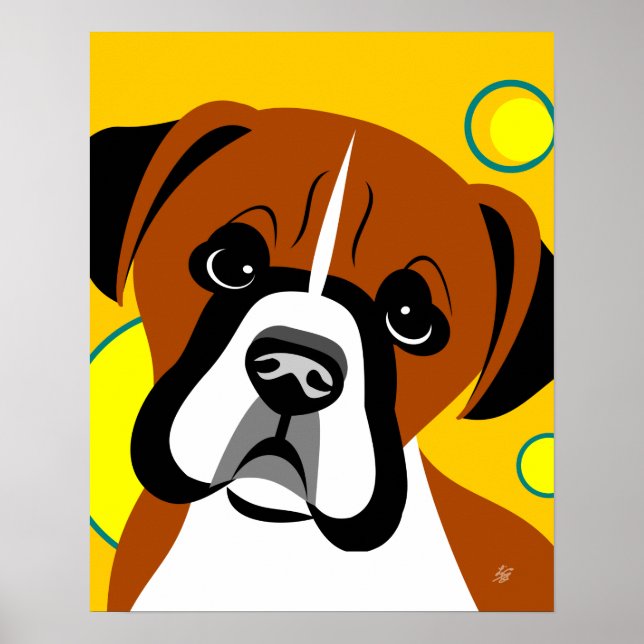 Póster Triste cara Boxer Dog Art (Frente)