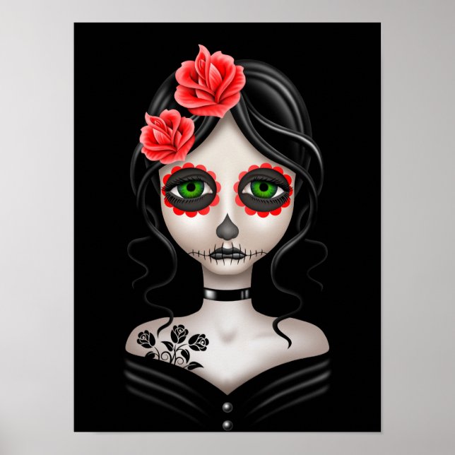 Póster Triste día del Chica muerto en negro (Frente)