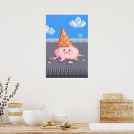 Póster Triste helado Cone Pixel Art
