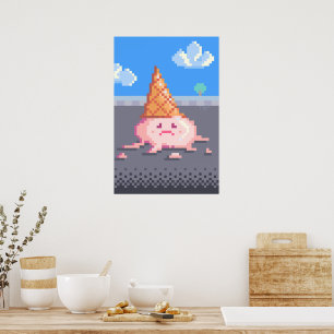 Póster Triste helado Cone Pixel Art