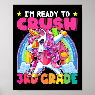 Póster Triste tercer grado Dabbing Unicorn De Vuelta A La