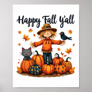 Póster Tristeza Feliz otoño y día de Acción de Gracias Ha
