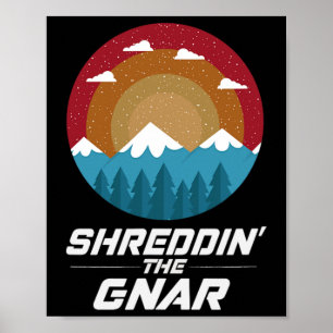 Póster Trituración De La Montaña De Nieve Gnar Vintage