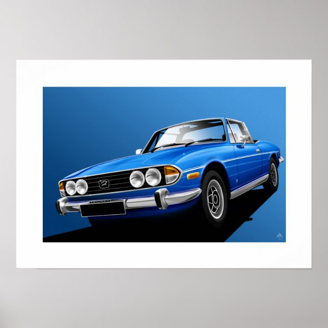 Póster Triumph Stag Poster ilustracion Tahiti Blue (Frente)
