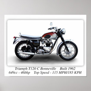 Póster Triumph T120C Bonneville Motorcycle - A3 Print