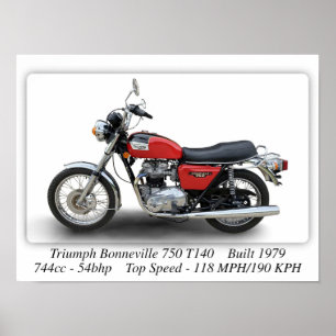 Póster Triumph T140V Bonneville 750 Motorcycle - A3 Size