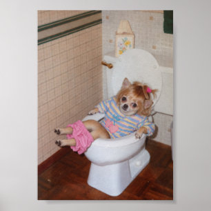 Póster Triunfo de ir al baño de la Chihuahua Retro de Hea
