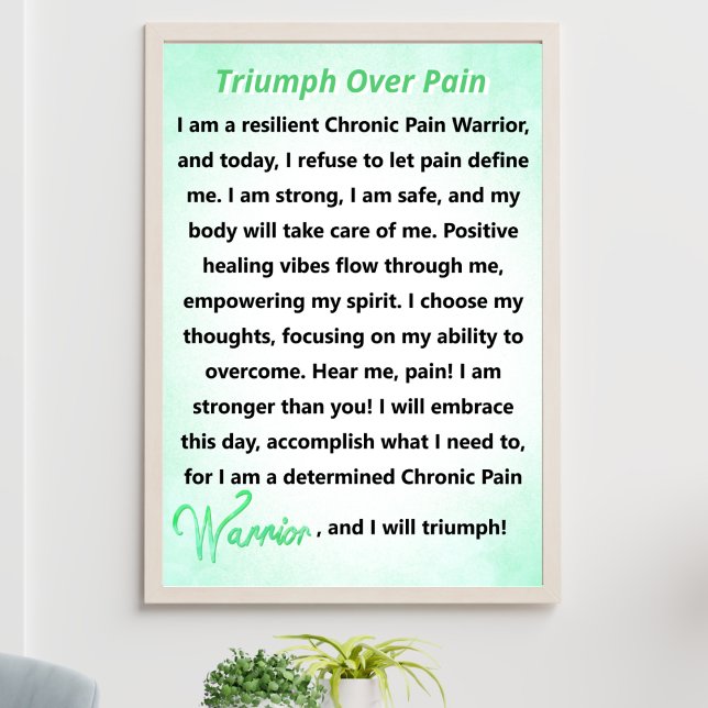 Póster Triunfo Sobre el Dolor Guerrero del Dolor Crónico (Embrace Triumph Over Pain! Inspiring resilience and strength in one captivating poster.)