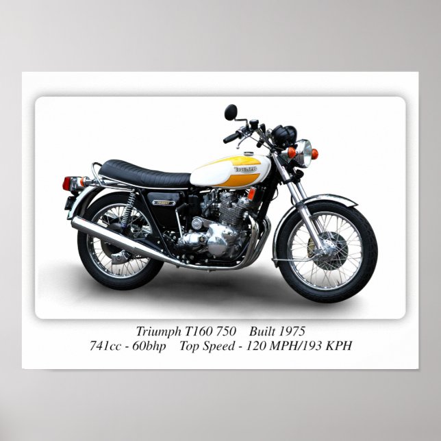 Póster Triunfo Tridente T160 750 Motocicleta - A3 (Frente)