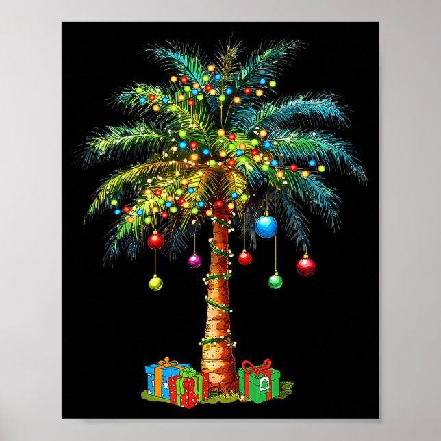 Póster Trocal Christmas Hawaiian Santa Xmas Lights Palm T (Frente)