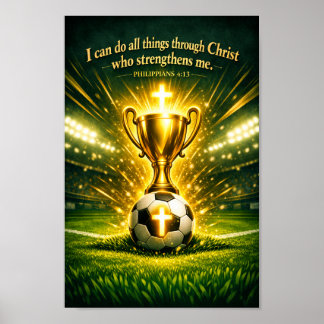 Póster Trofeo de fútbol Philippians 4:13 Pitch Gra Cristi
