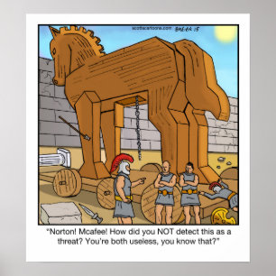 Póster Trojan Horse divertido del cartel del dibujo