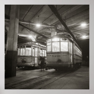 Póster Trole en la terminal, 1943. Foto de cosecha de vin