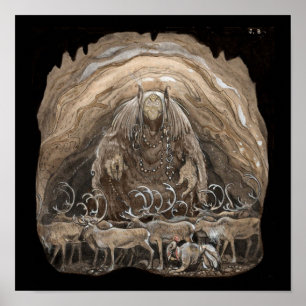 Póster Troll, Boy and Reindeer