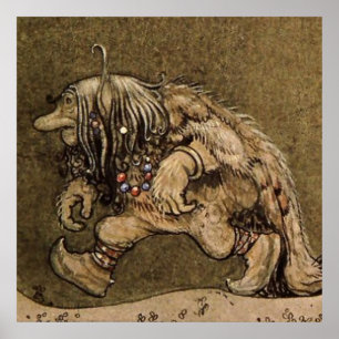 Póster "Troll de granja" del artista sueco John Bauer