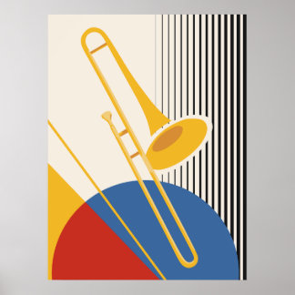 Póster Trombón Bauhaus Minimalista | Moderno de Mitad de
