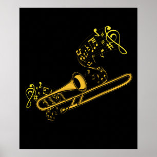 Póster Trombone Player Brass Music Instruments Big Band